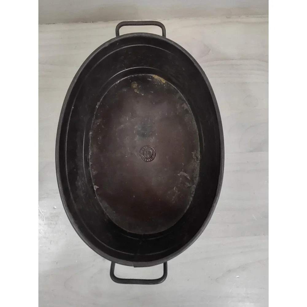 Vintage Oval Planter Pot Distressed Hammered Copper Color Metal Rustic Retro